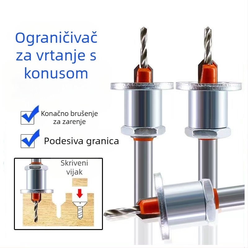 Drveni svrdlo od legure, korakasti vrtalnik za drvo, konusna rupa i zapučena glava