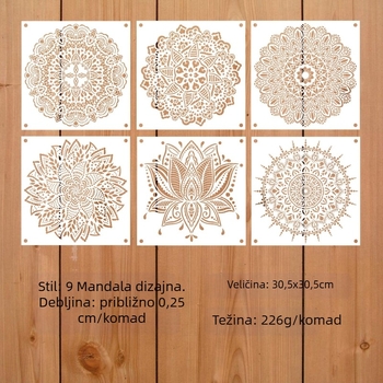 Mandala šablona za pločice, namještaj i podove, Rongyue Handmade, od ekološki prihvatljivog plastičnog materijala