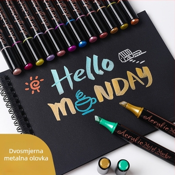 Dvostranični metalni akril marker, vodootporan, ne blijedi, velikog kapaciteta