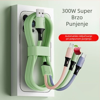 Kabel za podatke 3-u-1 s brzim punjenjem: Lightning, Micro USB, USB-C – izlaz 3A