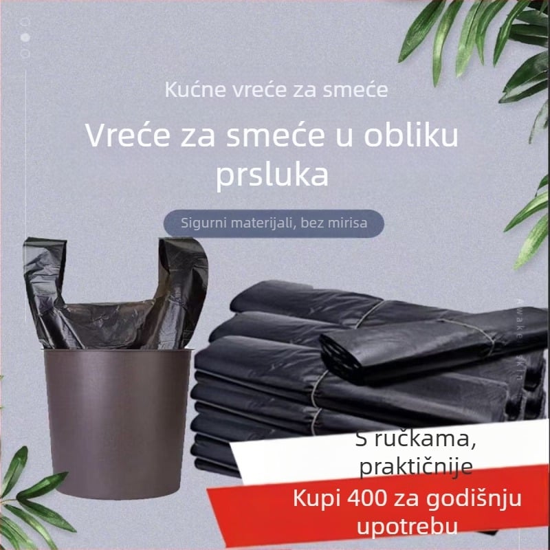 Jednokratne vreće za otpad, crne, u stilu prsluka, za kućnu upotrebu, kuhinju i dom, debele i izdržljive, HDPE, 10.000 komada