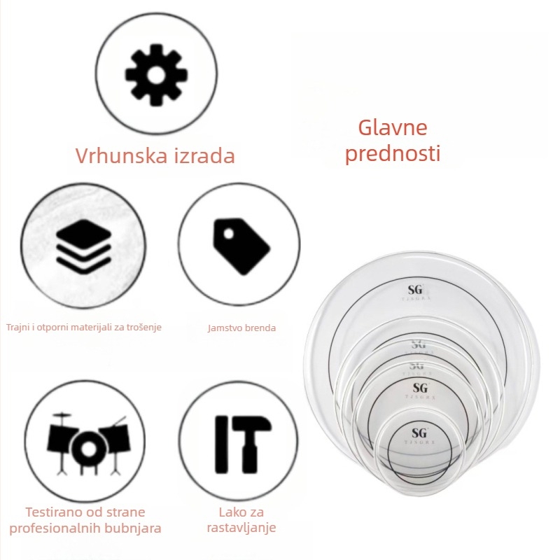 Dvoslojna koža bubnja od masne kože, SGTJSGRX – membrana za zapadne udarne instrumente