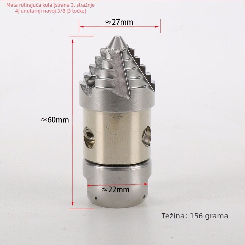 Visokotlačna mašina za čišćenje kanalizacije, glava mlaznice od legure, ručka od legure, domet raspršivanja 10, težina 156