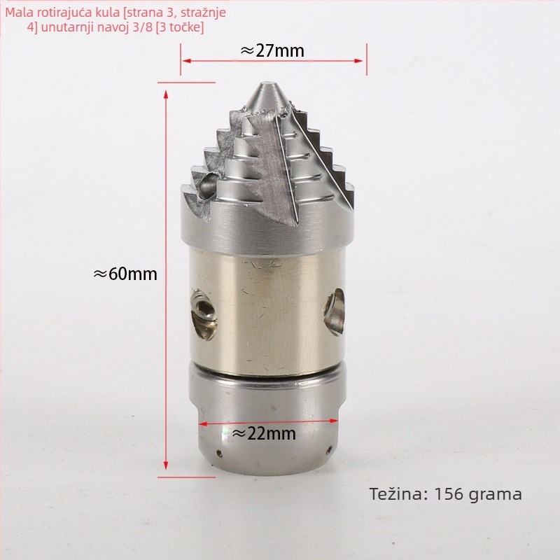 Visokotlačna mašina za čišćenje kanalizacije, glava mlaznice od legure, ručka od legure, domet raspršivanja 10, težina 156