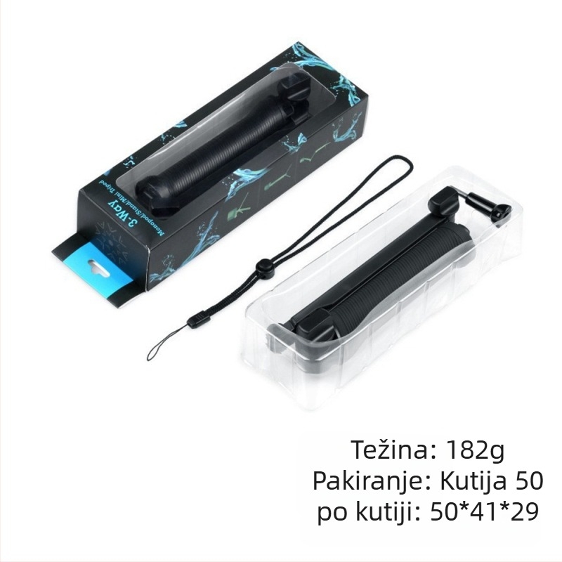 GOPRO trodjelni selfie štapić za GoPro Hero seriju, PC materijal, mekan dodir, Hongli