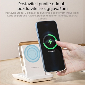 Bežični punjač 15W s magnetskim usklađivanjem, 65W brzo punjenje, QC3.0 protokol, uspravni stolni držač