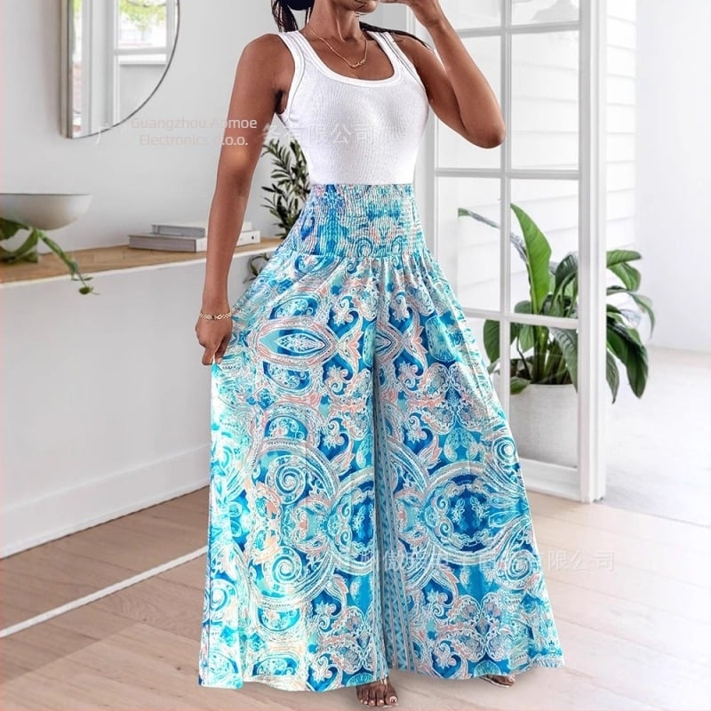 Hlače s visokim strukom, podesivi pojas, široke hlače s A-linijom, jednobojna poliester tkanina, proljeće 2024