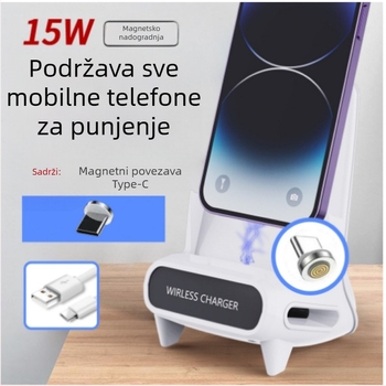 Bežični nosač za bežično punjenje telefona – vodoravna orijentacija, 15W brzo punjenje (QC3.0), 5V/2A ili 9V/2A