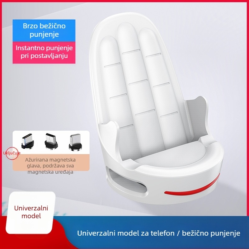 Bežični držač za punjenje s magnetskim napajanjem od 15W — stolni držač za postavljanje telefona u uspravnom i vodoravnom položaju