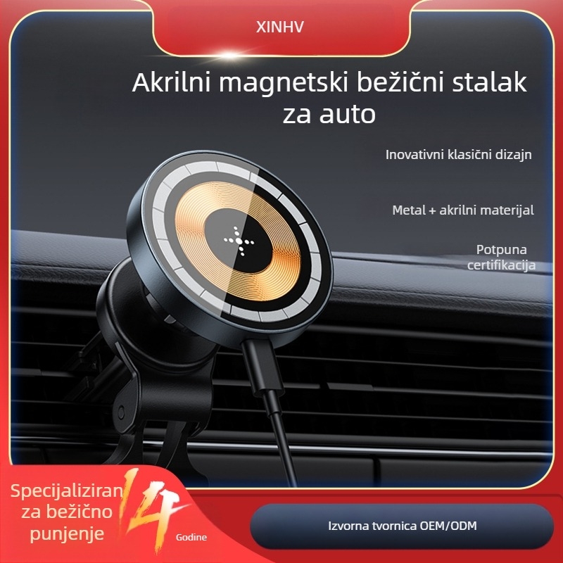 Automobilski magnetski bežični punjač-držač s 360° rotacijom za otvor zraka, 15W brzo punjenje za iPhone