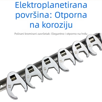 Ručni ključ s izmjenjivim glavama, otvoreni kraj, u obliku L, kromirani karbonski čelik, polirana površina