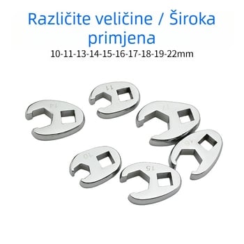 Ručni ključ s izmjenjivim glavama, otvoreni kraj, u obliku L, kromirani karbonski čelik, polirana površina