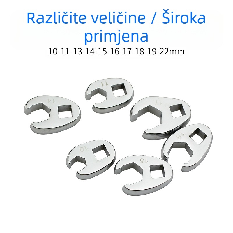 Ručni ključ s izmjenjivim glavama, otvoreni kraj, u obliku L, kromirani karbonski čelik, polirana površina