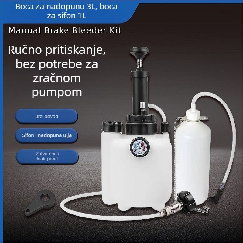 3L ručni uređaj za zamjenu kočione tekućine za automobile (Weike; plast i čelik; auto popravak; popravak strojeva; težina 1,61 kg)