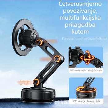 Držač za telefon u automobilu od cinkovog legura, magnetska usisna čašica i vakuumsko pričvršćivanje, podrška prilagodbi