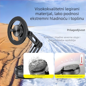 Držač za telefon u automobilu od cinkovog legura, magnetska usisna čašica i vakuumsko pričvršćivanje, podrška prilagodbi