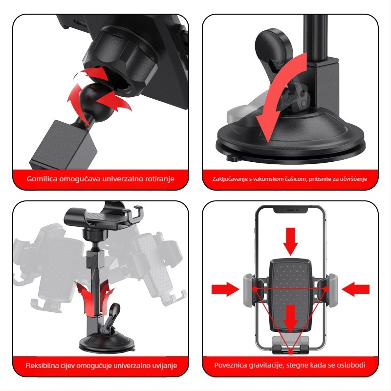 Shunwei Držač Mobitela Za Auto S Usisnom Čašom Za Vjetrobran – Univerzalna Kompatibilnost