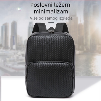 Muški PU ruksak za ležerne putovanje, kompatibilan s 15-inčnim prijenosnim računalom, kapacitet ispod 20 L, naramenice s zračnim jastukom, podstava od najlona