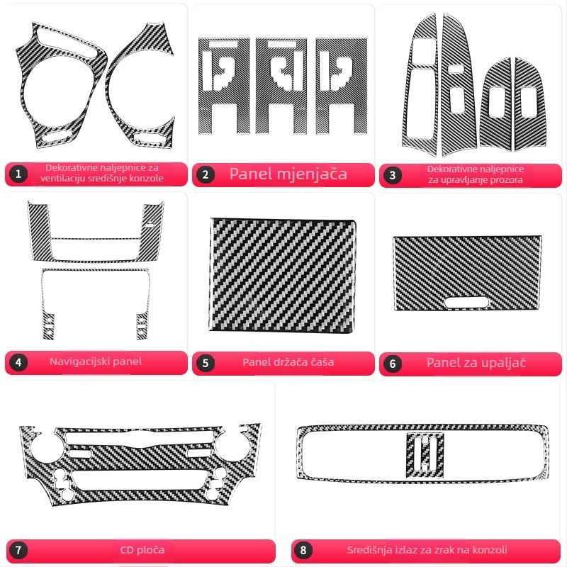 Dekorativne naljepnice ploče gumba klima uređaja od karbonskih vlakana za Lexus IS (2006–2012) – materijal: karbonska vlakna + kristalni epoksid; logotip otisnut: OK; tip: Drugo