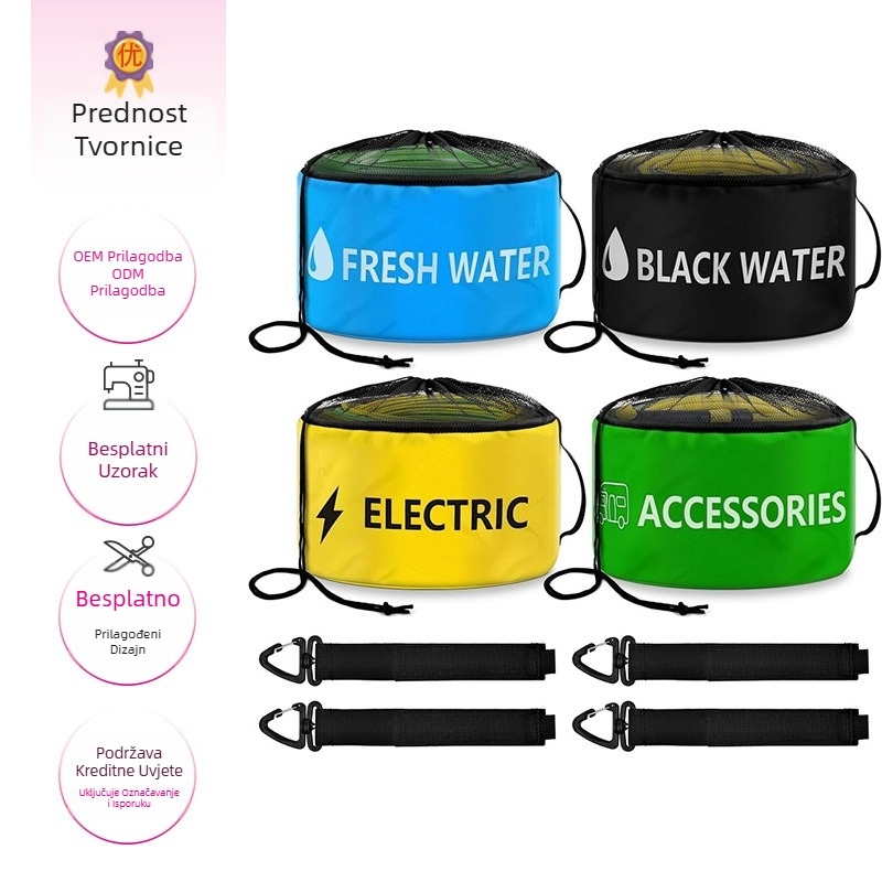 Shujin torba za skladištenje RV crijeva, vodootporna, sklopiva, cilindrična, Oxford platno