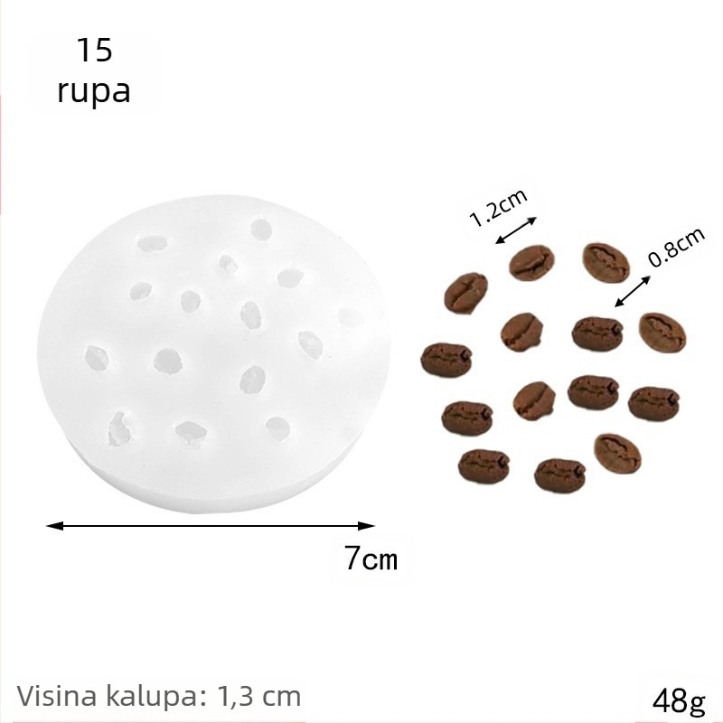 Silikon mold za svijeće – oblik zrna kave, kružni, za DIY aromatične svijeće i dekoraciju čokoladnog mousse torta