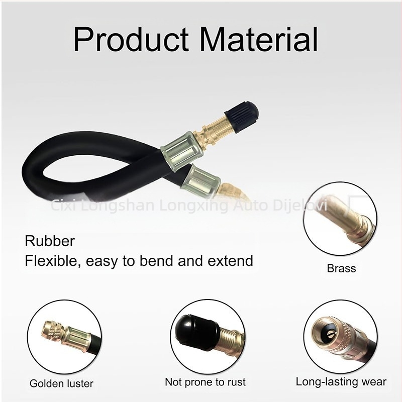 Set produžnog ventila za bezdušne gume — bakreni ventil, vijčano spajanje, obična jezgra, pogodno za automobile, kamione i bicikle