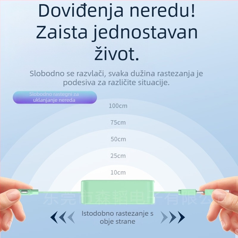 3-u-1 kabel za brzo punjenje 66W s pomičnim dizajnom (Lightning, Micro USB, USB-C) za Android, iPhone i Huawei