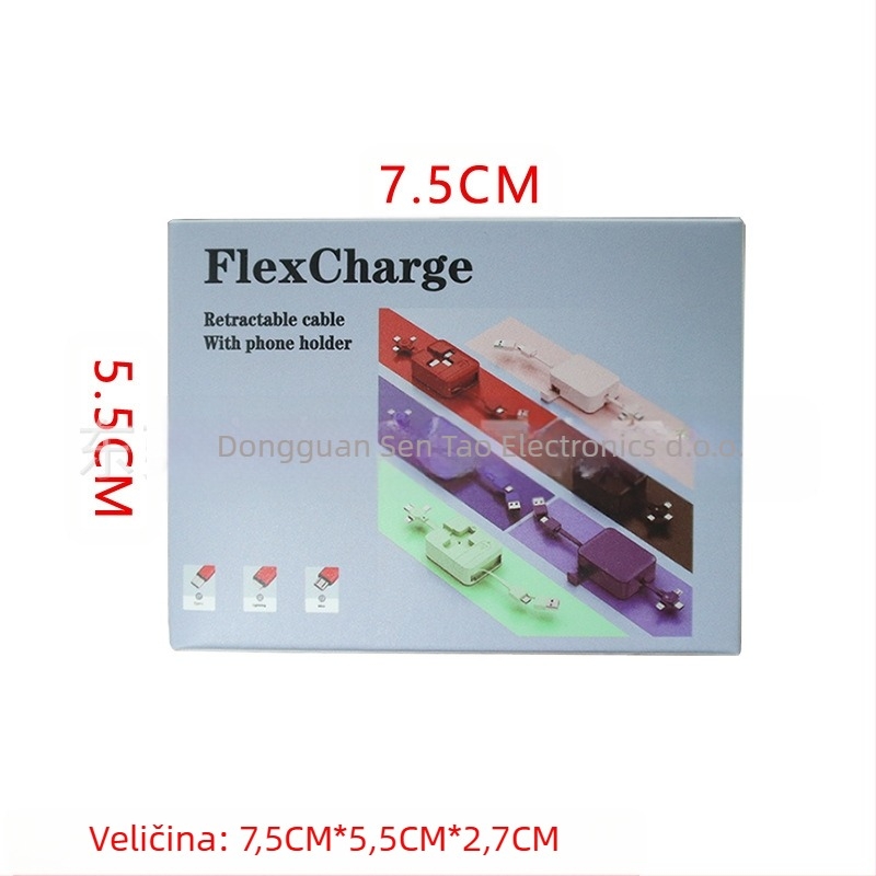 3-u-1 kabel za brzo punjenje 66W s pomičnim dizajnom (Lightning, Micro USB, USB-C) za Android, iPhone i Huawei