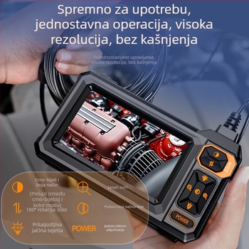 Endoskop s ekranom za industrijsko održavanje i inspekciju automobilnih cijevi, promjer sonde 8.5, IP67 vodootpornost, radna duljina 20-100, 4,3 inča zaslon, LED rasvjeta
