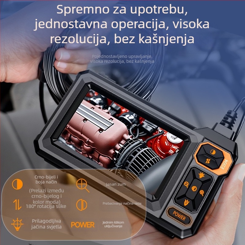 Endoskop s ekranom za industrijsko održavanje i inspekciju automobilnih cijevi, promjer sonde 8.5, IP67 vodootpornost, radna duljina 20-100, 4,3 inča zaslon, LED rasvjeta