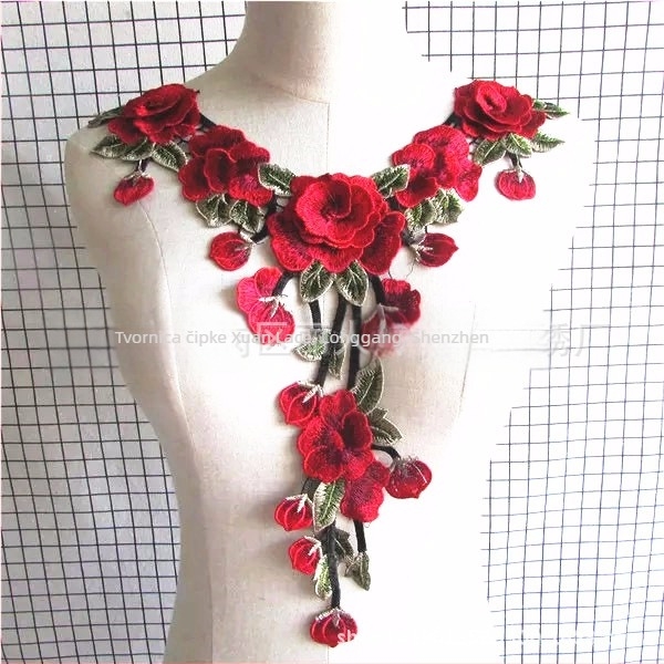 Šivana čipka za odjeću; poliester vlakno; pogodno za žensku odjeću, kape i traperice