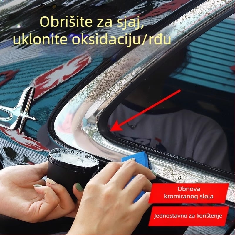 Proizvod za uklanjanje hrđe s logotipa automobila na kromiranim površinama – popravak oksidacije, čišćenje za obnovu