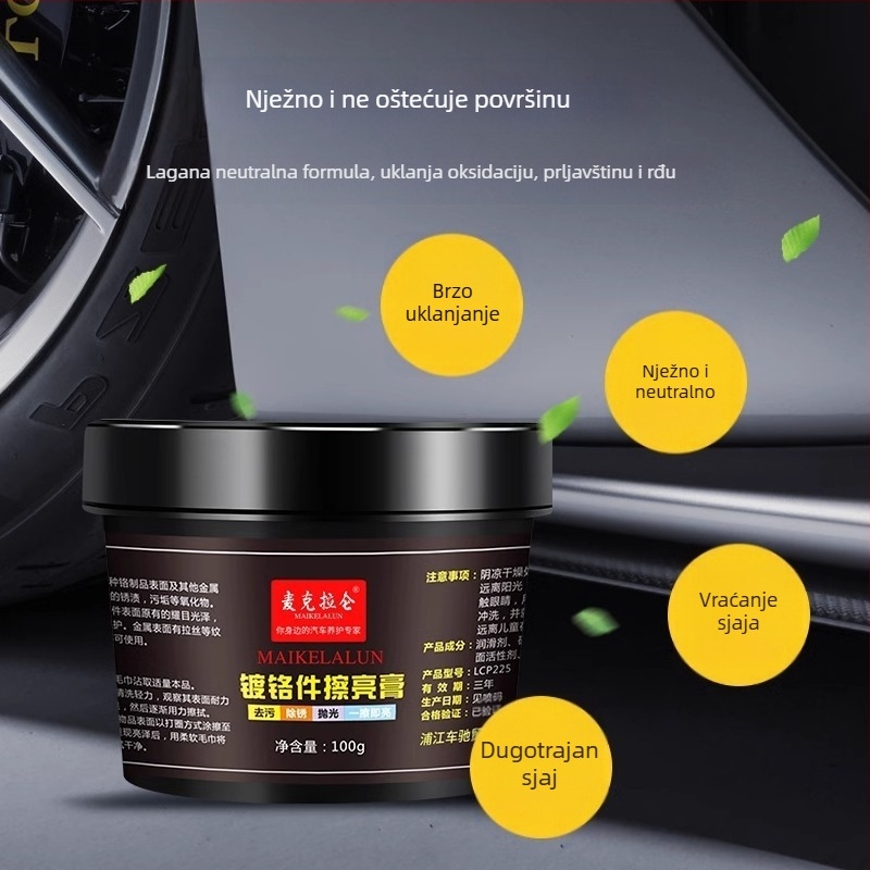 Proizvod za uklanjanje hrđe s logotipa automobila na kromiranim površinama – popravak oksidacije, čišćenje za obnovu