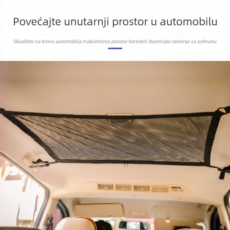 Dvoslojna mrežasta torbica za pohranu na krovu auta – poliester