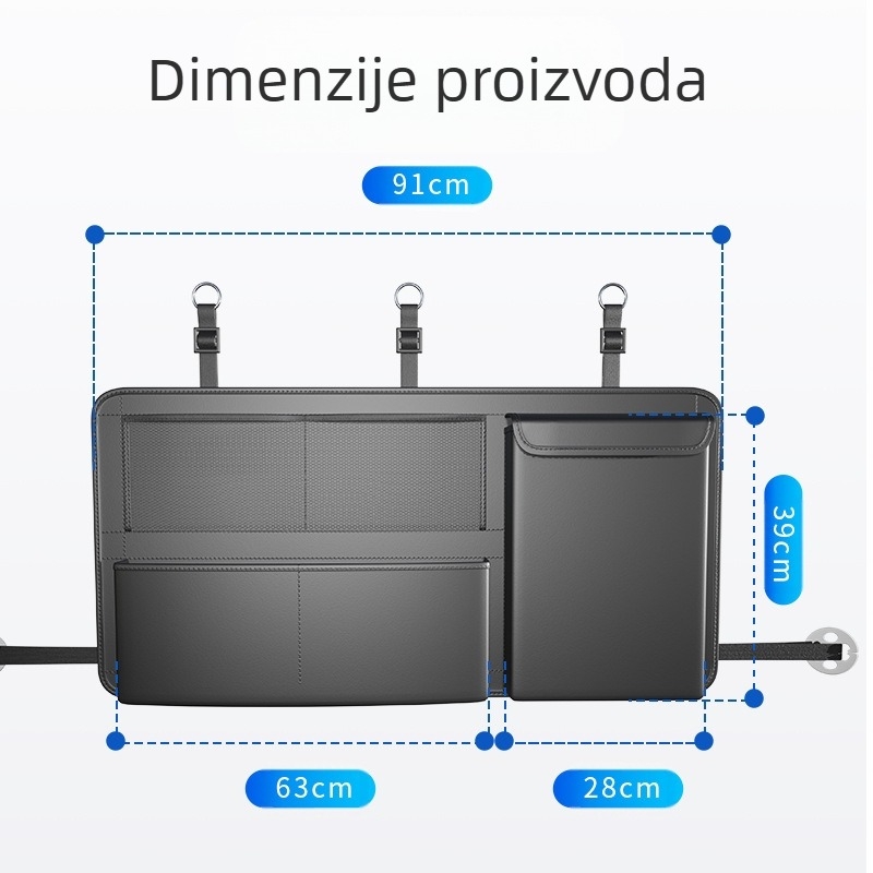 Kožna torba za skladištenje u prtljažniku automobila, viseći dizajn, otporno na pritisak, univerzalna kompatibilnost