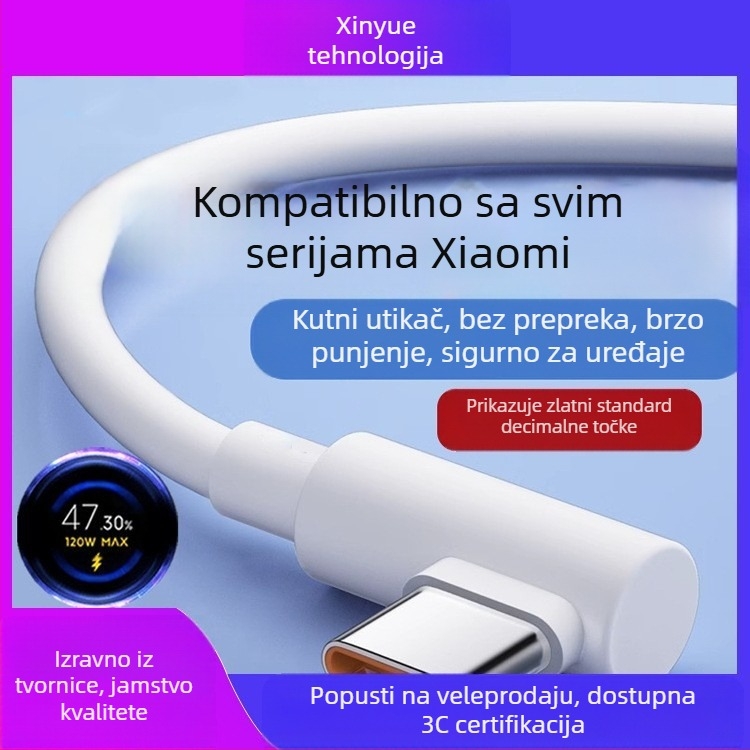 USB-C kabel brzog punjenja, 120W, duljina 1–2 m, TPE, kompatibilan Redmi K50 Extreme Edition, K60, K70 Pro i Xiaomi 13/14