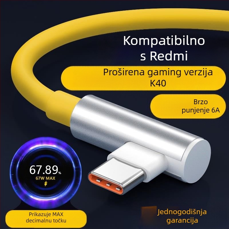 USB-C kabel brzog punjenja, 120W, duljina 1–2 m, TPE, kompatibilan Redmi K50 Extreme Edition, K60, K70 Pro i Xiaomi 13/14