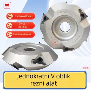 Aluminijska V-oblika freza s vodilicom – utorački nož, višezubna konstrukcija, pogodna za drvo, MDF i laminirane ploče