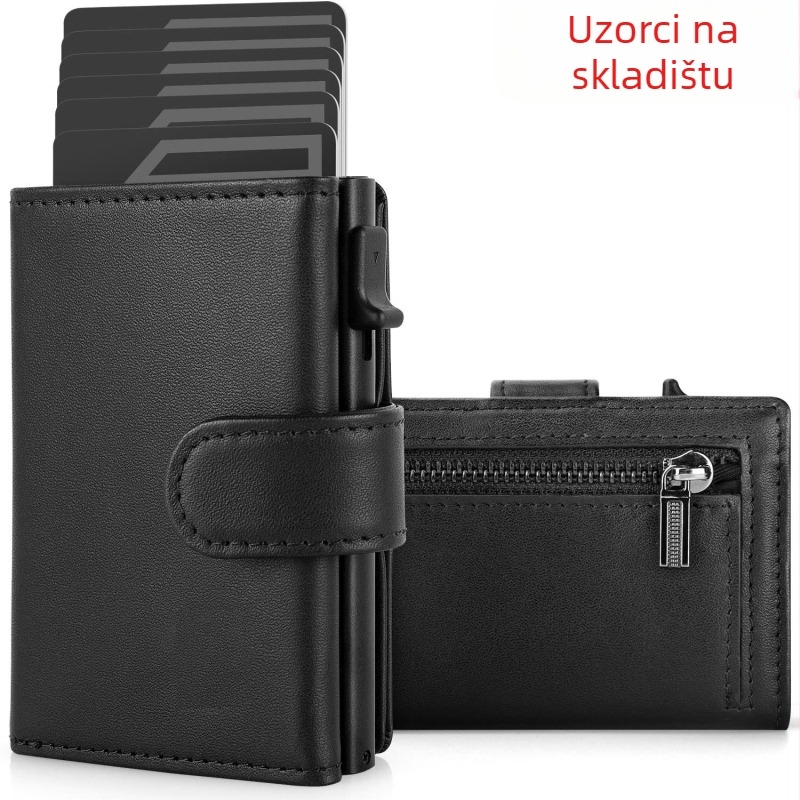 Kućište za kartice s izbacnim mehanizmom, muški model, PU materijal, proširenje i zaštita od krađe, lansirano jesen 2024, za kućno skladištenje