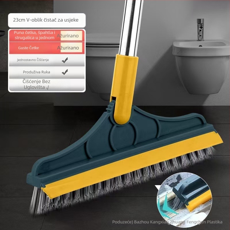 Kupaonska podna četka s trokutastom glavom, dugačak držač, tvrda vlakna, okretna glava, 270 g