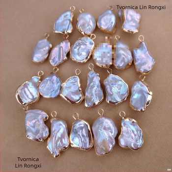 Naušnice s jednim visećim biserom — slatkovodne Barok Keshi biseri, DIY nakit