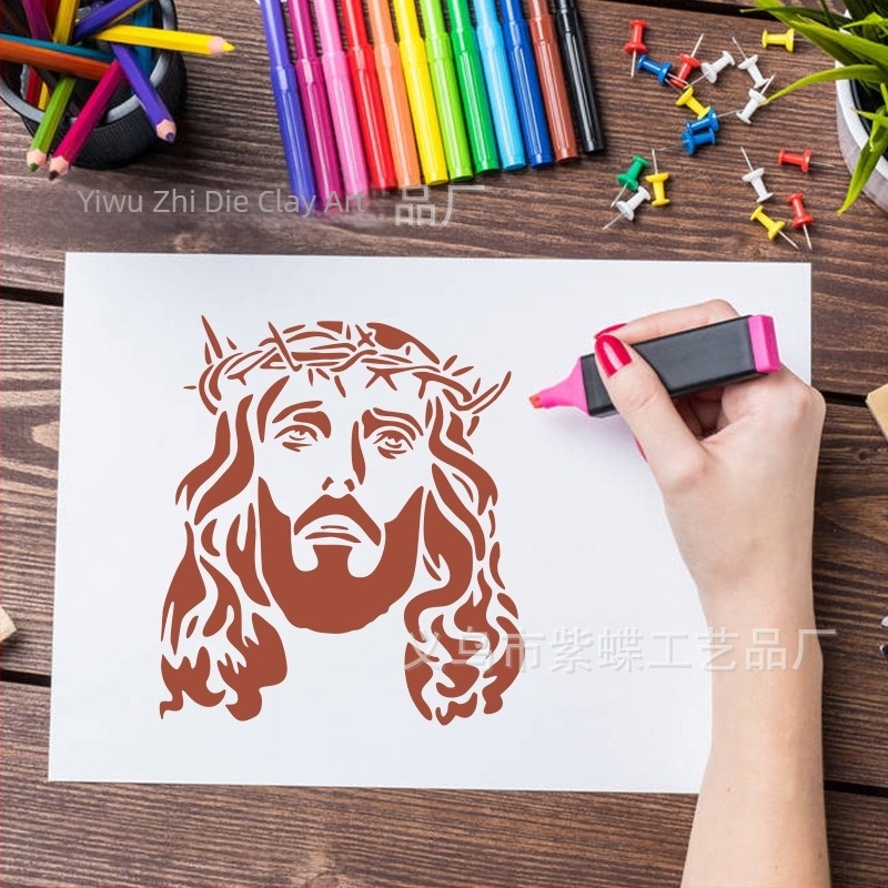 PET šablona za zidno slikanje s motivom religijske figure — Marka Purple Butterfly — Materijal PET