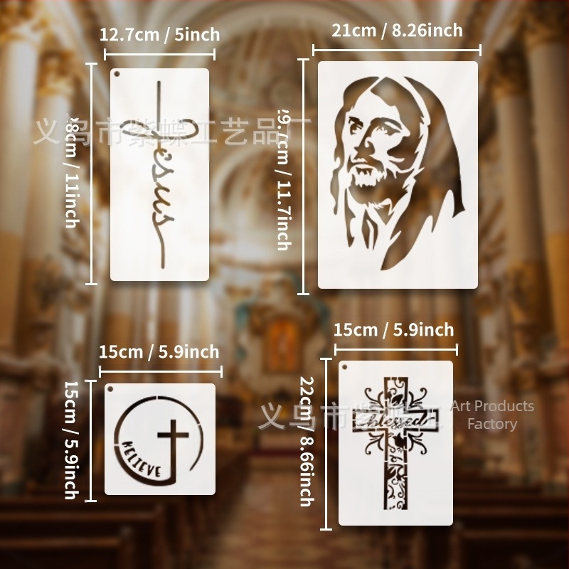 PET šablona za zidno slikanje s motivom religijske figure — Marka Purple Butterfly — Materijal PET