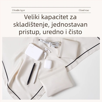 Torbica za pohranu kablova s automatskim zatvaranjem, PU vanjski dio i flanel podstava, vodootporni organizator za kablove, žične slušalice i punjač