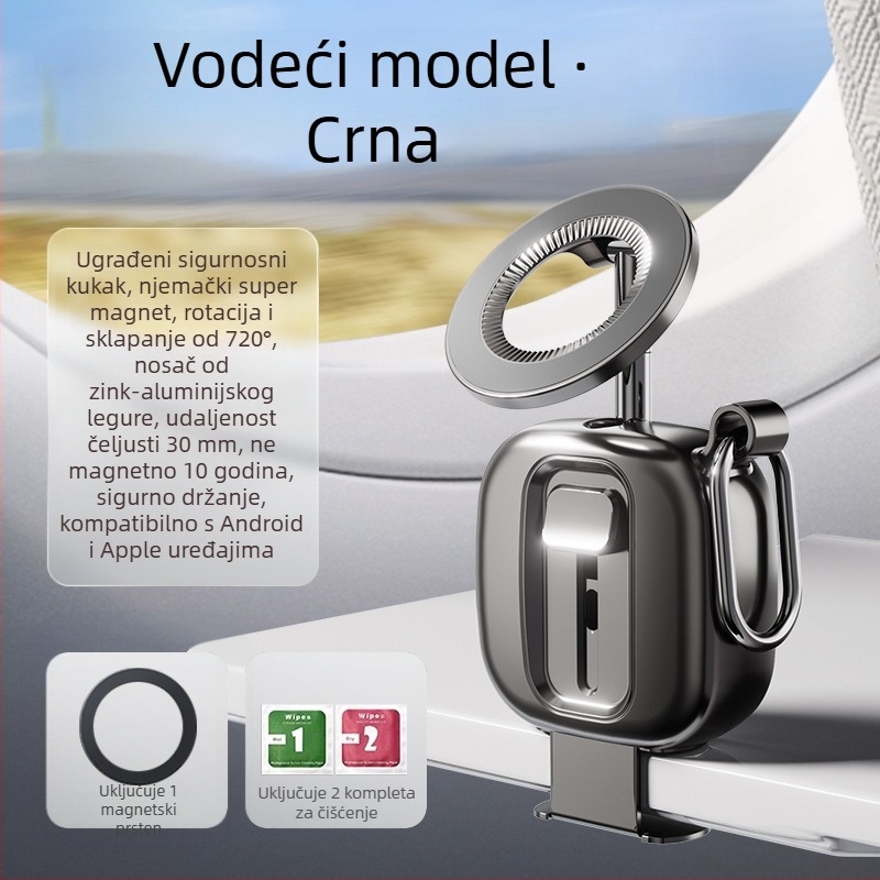 Držač za telefon na stolu, prenosni za putovanja, sklopni, magnetski, od legure