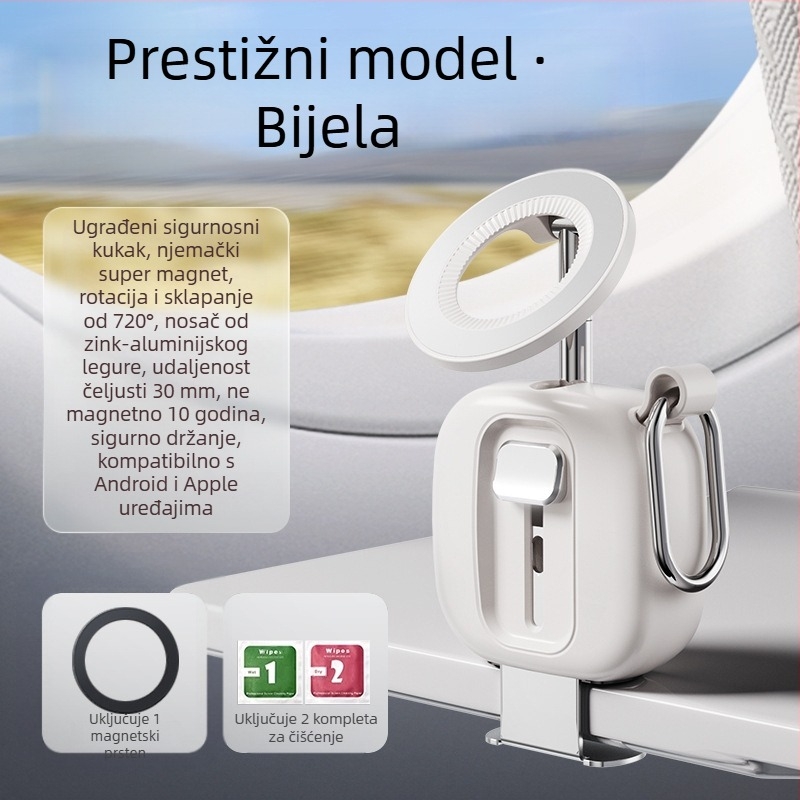 Držač za telefon na stolu, prenosni za putovanja, sklopni, magnetski, od legure