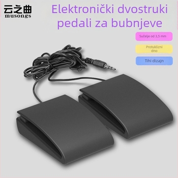 Dvostruki bubnjarski pedal za elektronički bubnjarski set, model J-04, ABS materijal, 3,5 mm sučelje, 50 000 ciklusa