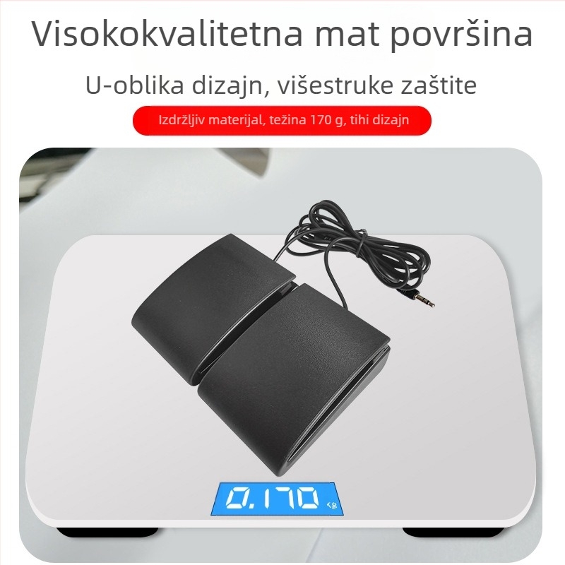 Dvostruki bubnjarski pedal za elektronički bubnjarski set, model J-04, ABS materijal, 3,5 mm sučelje, 50 000 ciklusa