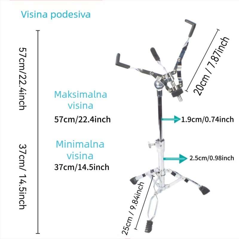 Stalak za snare bubanj — željezna konstrukcija, podesiva visina, model SG-JGZJ-H-Y