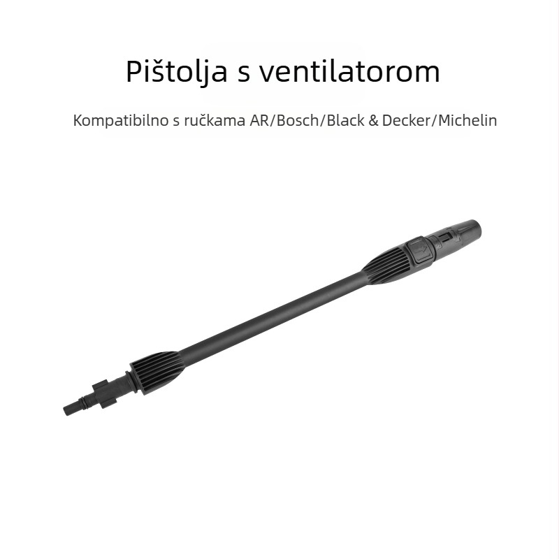 Visokotlačna vodena pištolj s ručkom i cijevi — glava i ručka od inženjerskih plastika; kompatibilno s Bosch, AR, Black Decker, Michelin perilicom; tlak 140 bar / 2000 psi; težina 400 g